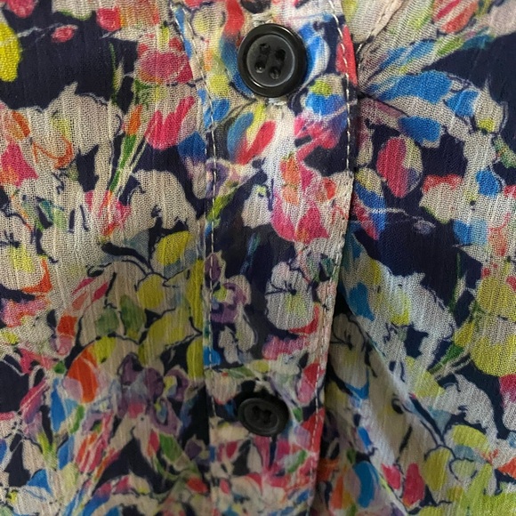 JASON WU Collection Floral Multicolor Lined Women’s Blouse w Attached Neck Tie - Picture 7 of 11